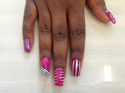 hot pink and silver nail designs