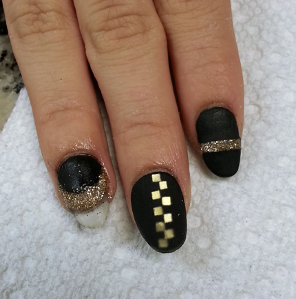 Black Marble-gold Flakes-white Marble Nails-fake Nails Styled - Etsy