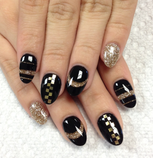 Marble Nail Stickers -Black and Gold | Shop Modern Nail Art in India