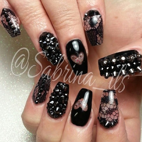 Black lace discount nail stickers