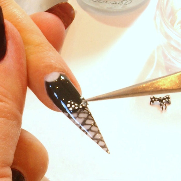 stiletto nails with 3d bow