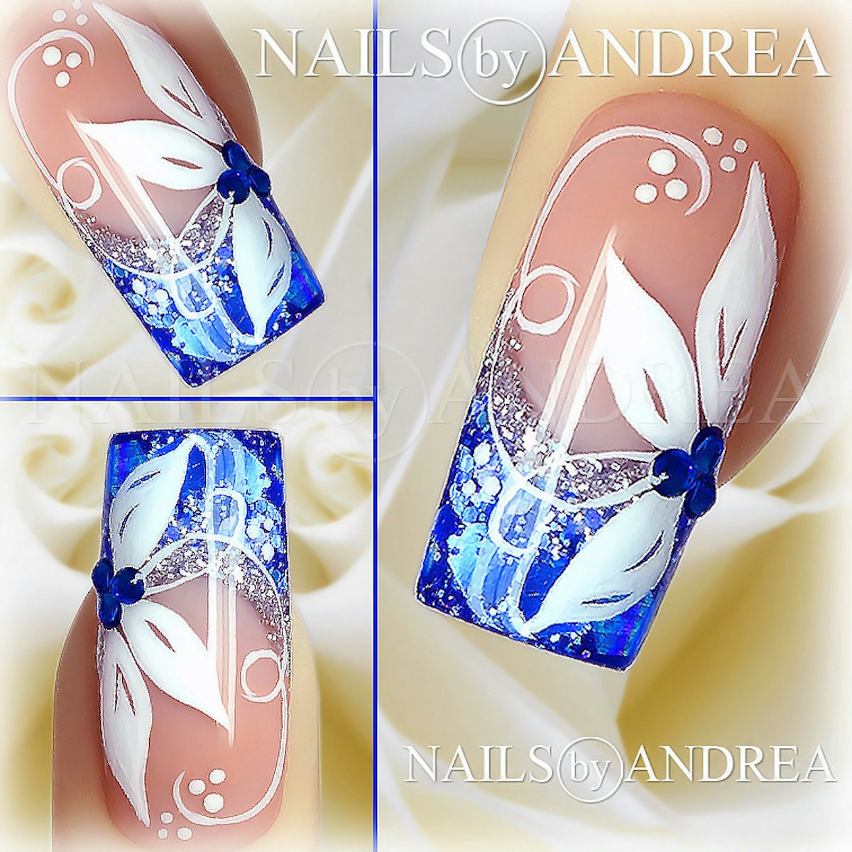 Nail Art Tutorial: Blue and White Flowers