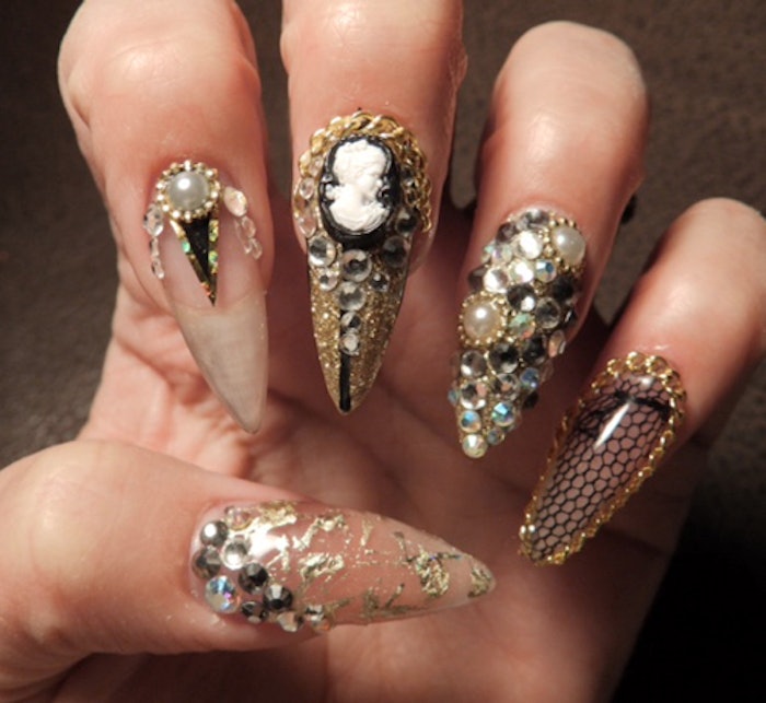 nail designs with rhinestones