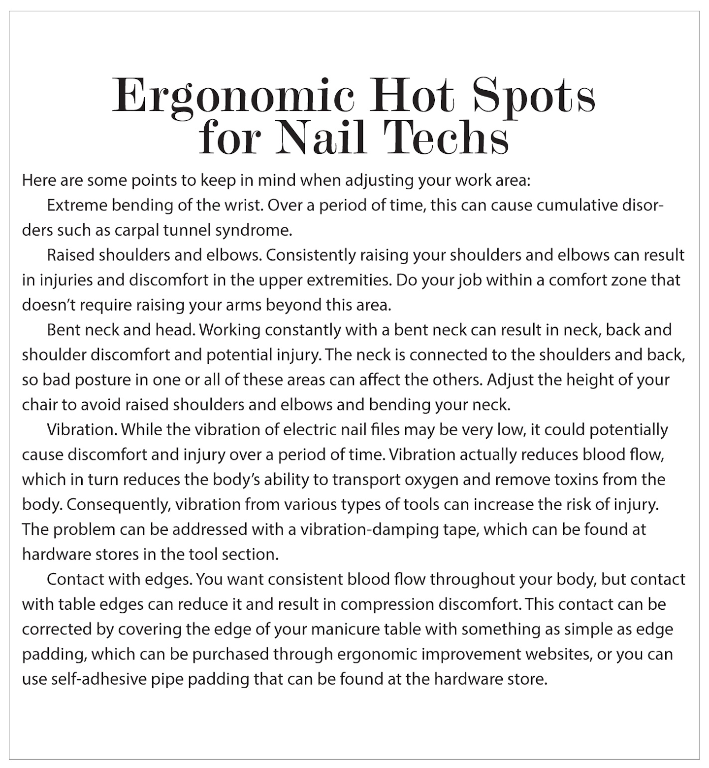 Ergonomics for Nail Techs Nailpro