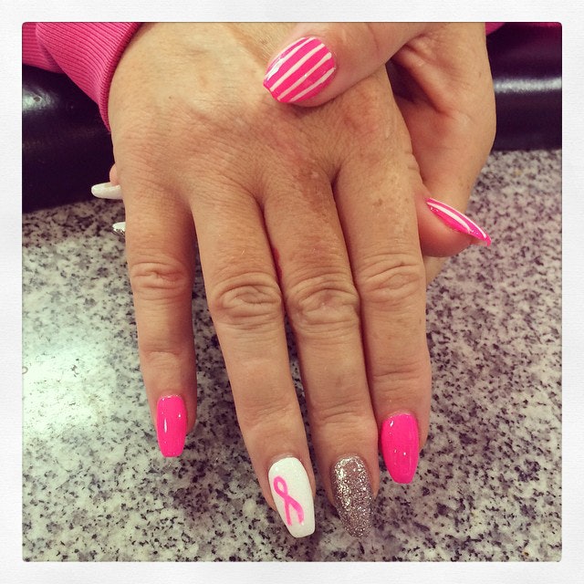 pink ribbon breast cancer nail designs