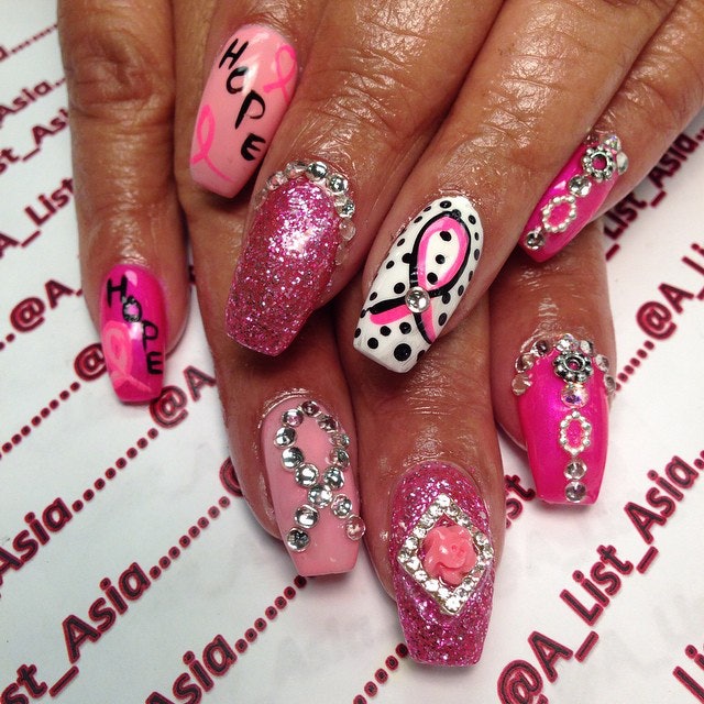 nail designs for breast cancer
