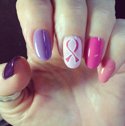 breast cancer ribbon nail design