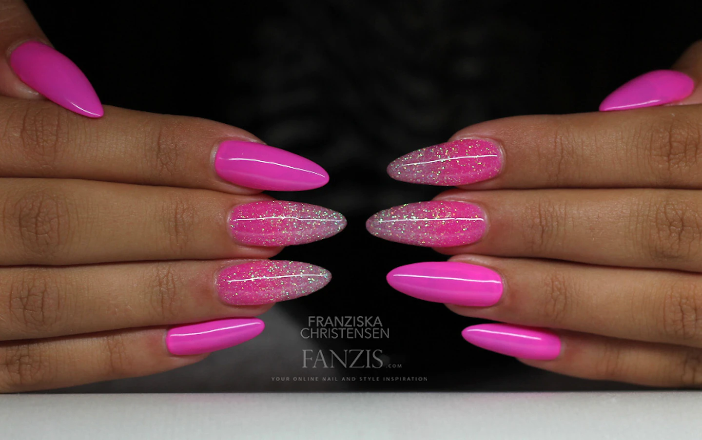 Nail Art Tutorial Pink Glitter Gradient Nailpro 6 x mini gel colors (8ml./each bottle).