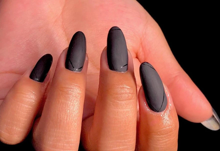 grey and black nails designs