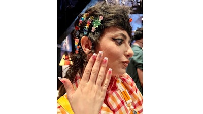 Sarah Sherman's 90's French Manicure as part of the Susan Alexandra NYFW Show, nails by Holly Falcone