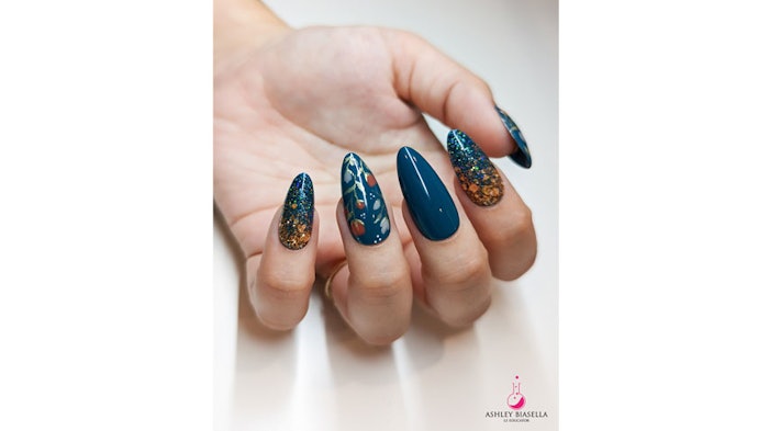 Fall floral nail art by Ashley Biasella.