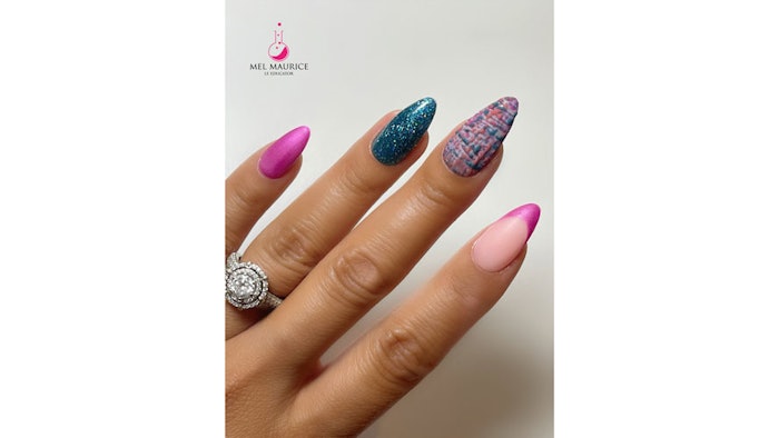 Textured tweed nail art by Mel Maurice