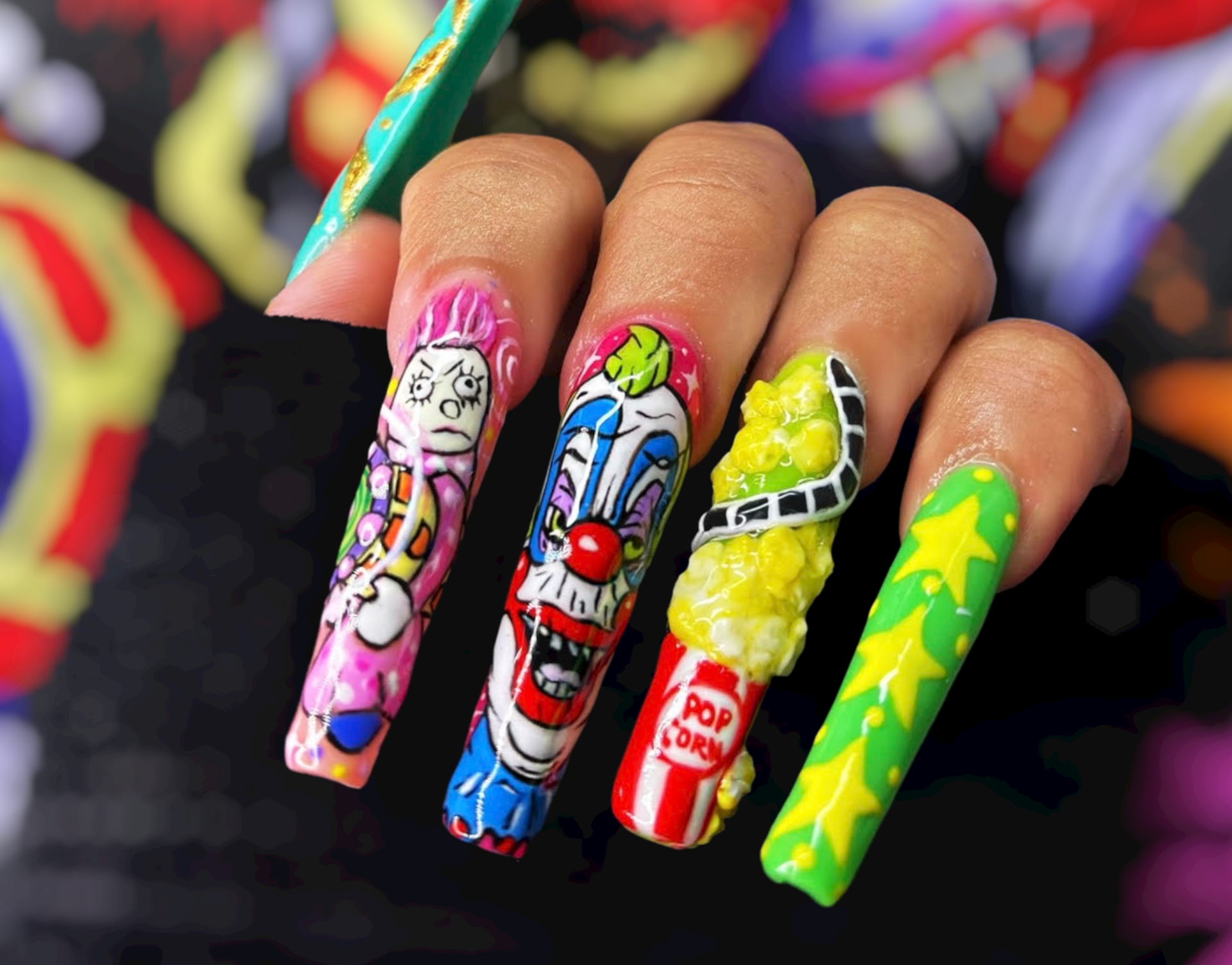 A Killer Klowns from Outer Space nail set from Yatzy MC