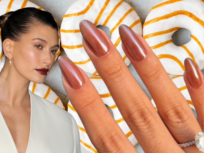 How to Get Candy Cane Glazed Nails Like Hailey Bieber