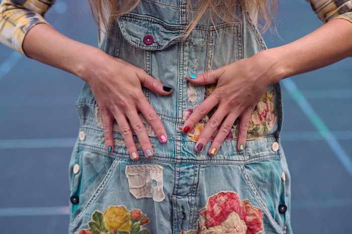 Taylor Swift shows off her Eras-themed nails ahead of the launch of her Eras Tour.
