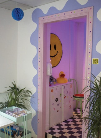 Smiley faces are the inspiration for the look and aesthetic behind Sky High Studio.
