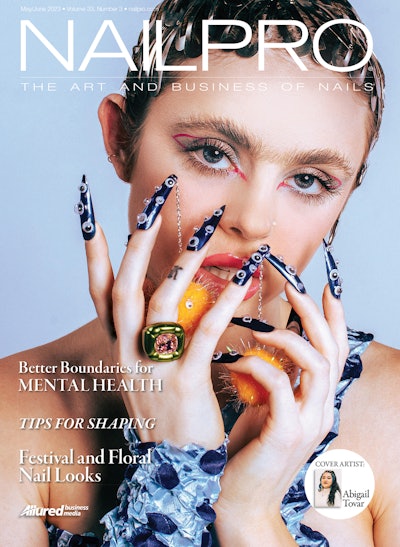 Abigail Tovar created the nail look for Nailpro's May/June 2023 Cover.