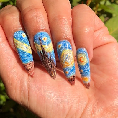 Nails inspired by Vincent Van Gogh's Starry Night