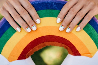 Rainbow accent nails