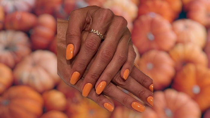 Manicurist Queenie Nguyen created Brazilian supermodel Alessandra Ambrosio's bright orange manicure.