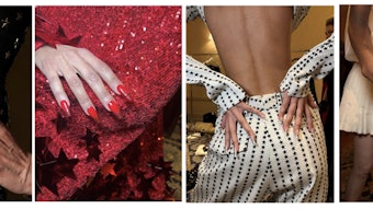 CND partnered with manicurist Julie Kandalec (@julieknailsnyc) to create five chic and bold nail for Christian Cowan S/S2024.